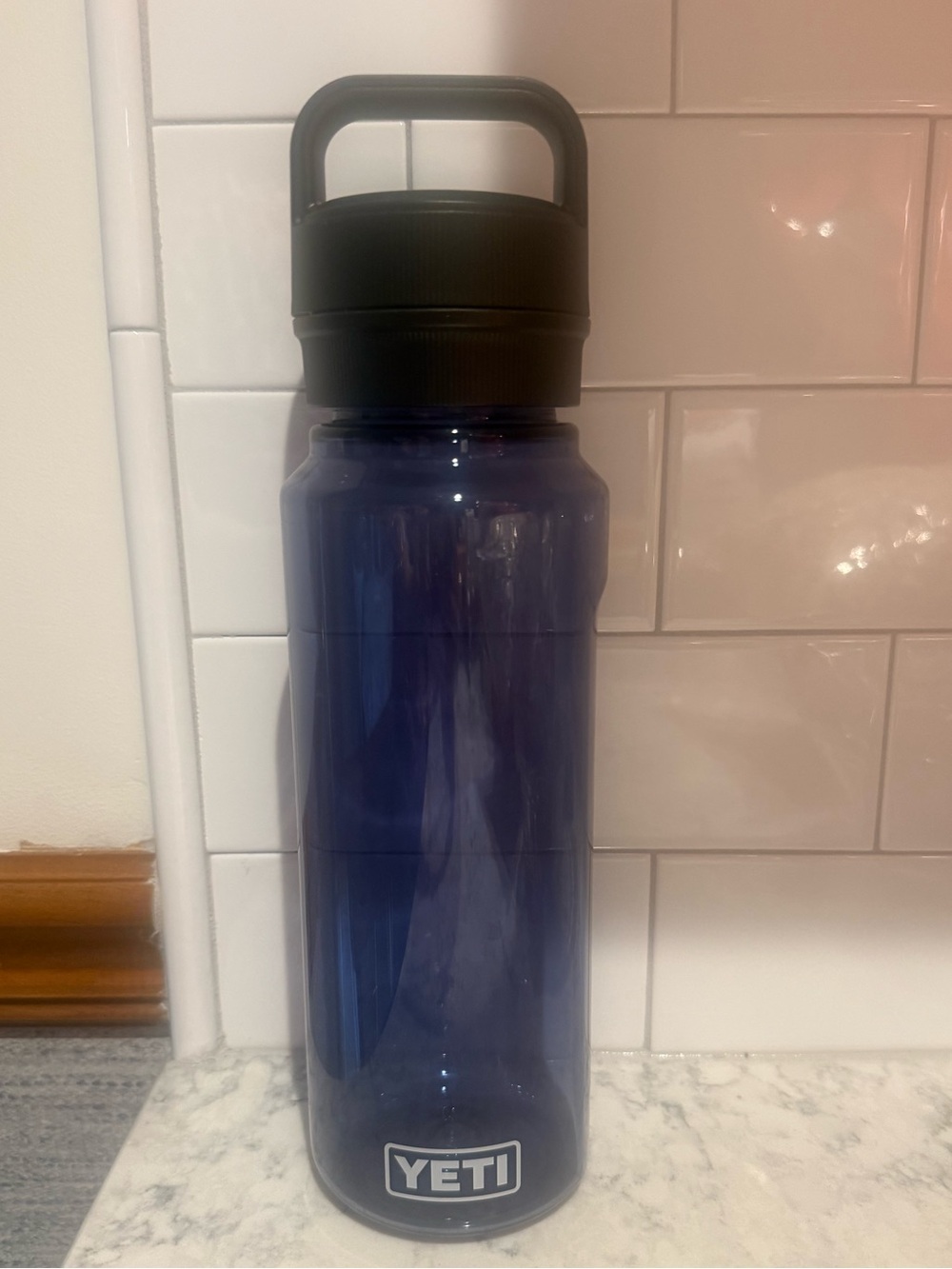 YETI Navy Blue Clear Bottle with Black Carry Cap 25OZ